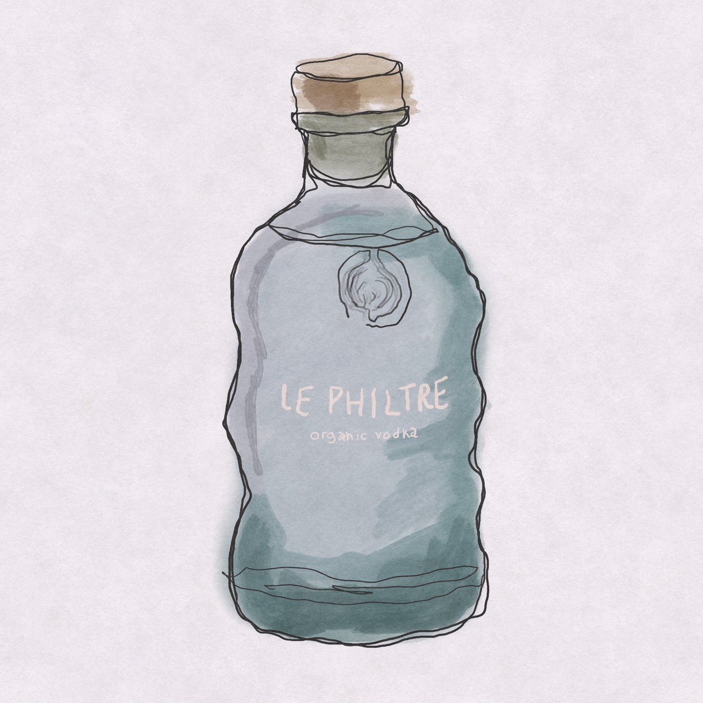 Art print of Le Petit Vodka bottle by Le Philtre on a neutral background by VCBD Studios